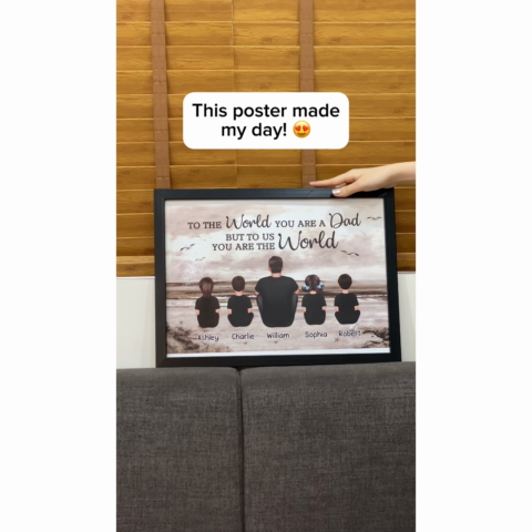 Dad And Sons Daughters Retro Vintage Beach - Personalized Poster - Gift For Dad, Husband