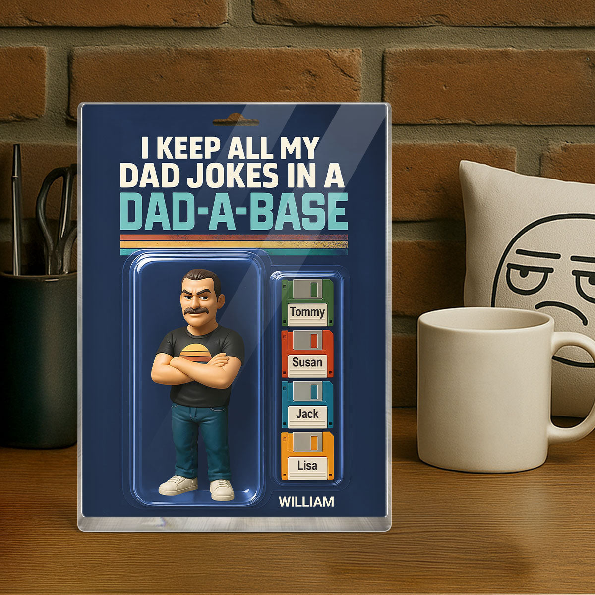 I Keep All My Dad Jokes in a Dad-a-base Custom Action Figure Personalized Acrylic Block Plaque, Funny  Gift for Dad