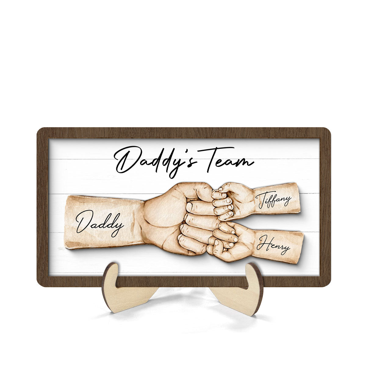 Daddy's Team Fist Bump Personalized 2-Layer Wooden Plaque, Unique  Gift for Dad, Gift for Husband