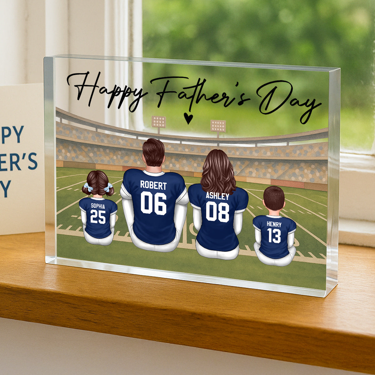 Retro Vintage American Football Daddy's Dream Team Personalized Acrylic Block Plaque| Unique  Gift For Dad, Husband