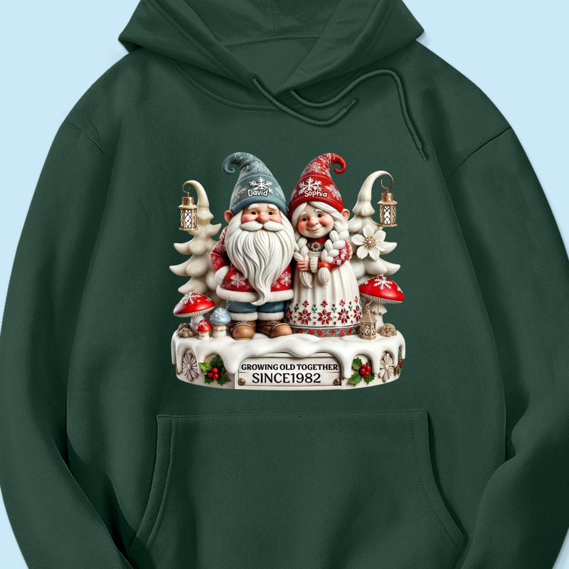 3D Effect Gnome Couple Together Christmas Personalized Shirt, Heartfelt Gift For Couple, For Him, For Her, Husband, Wife