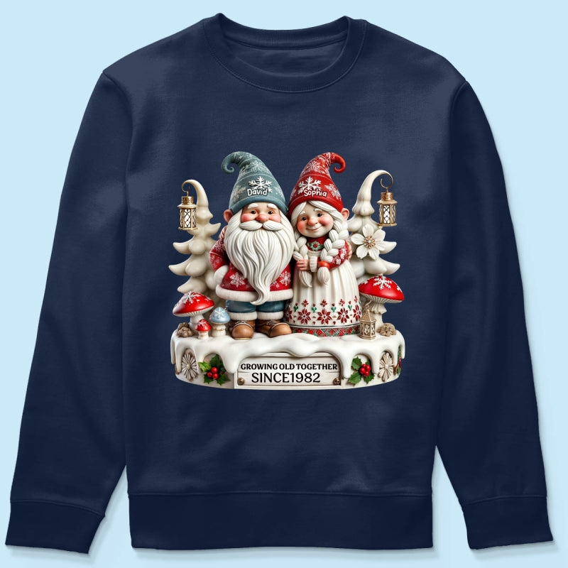 3D Effect Gnome Couple Together Christmas Personalized Shirt, Heartfelt Gift For Couple, For Him, For Her, Husband, Wife
