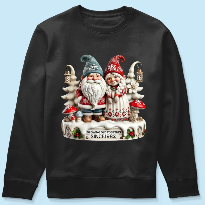3D Effect Gnome Couple Together Christmas Personalized Shirt, Heartfelt Gift For Couple, For Him, For Her, Husband, Wife