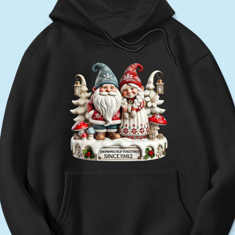 3D Effect Gnome Couple Together Christmas Personalized Shirt, Heartfelt Gift For Couple, For Him, For Her, Husband, Wife