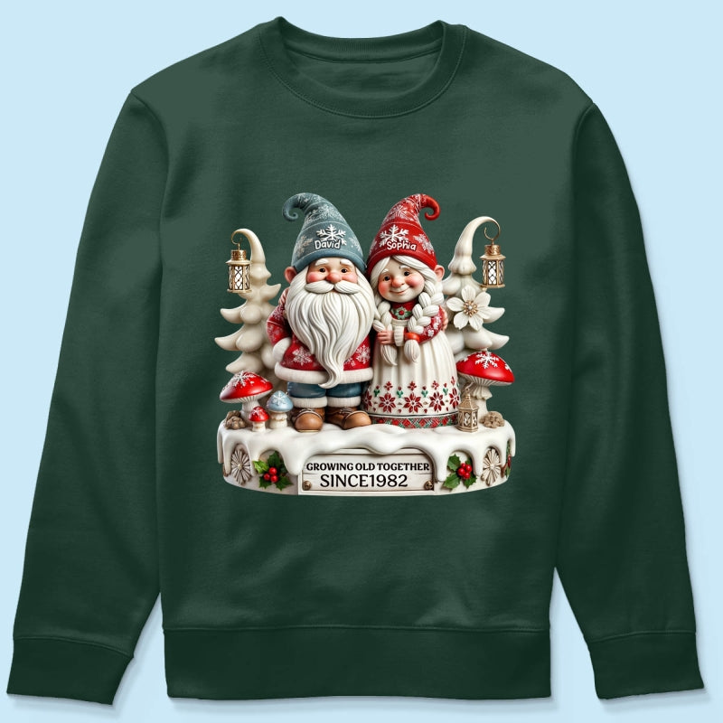3D Effect Gnome Couple Together Christmas Personalized Shirt, Heartfelt Gift For Couple, For Him, For Her, Husband, Wife