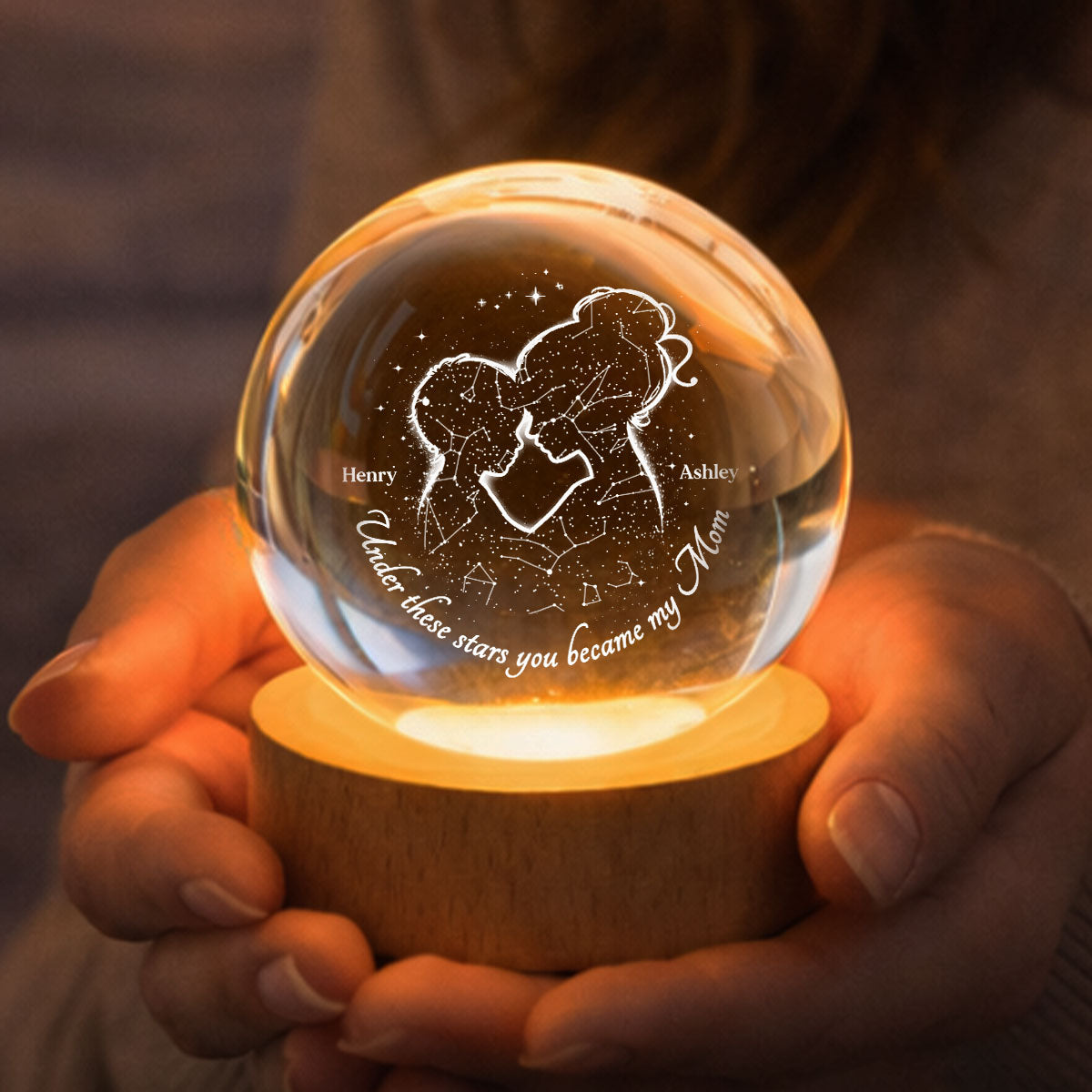 The Night You Became My Mom - Personalized Crystal Ball - Heartfelt Gift For Mom, Grandma