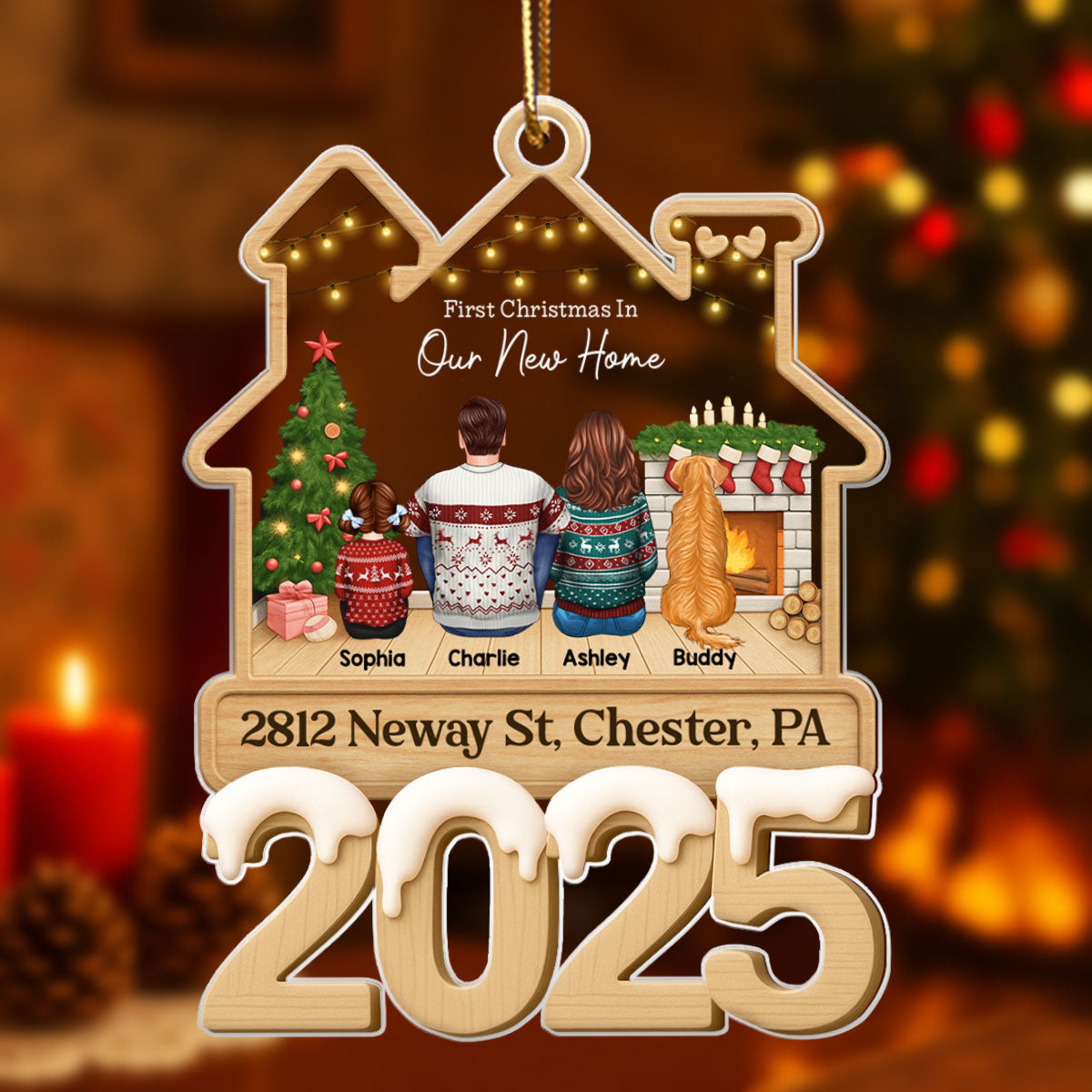 Family First Christmas In New Home - Personalized Acrylic Ornament - Unique Christmas Gift For Couple, Family