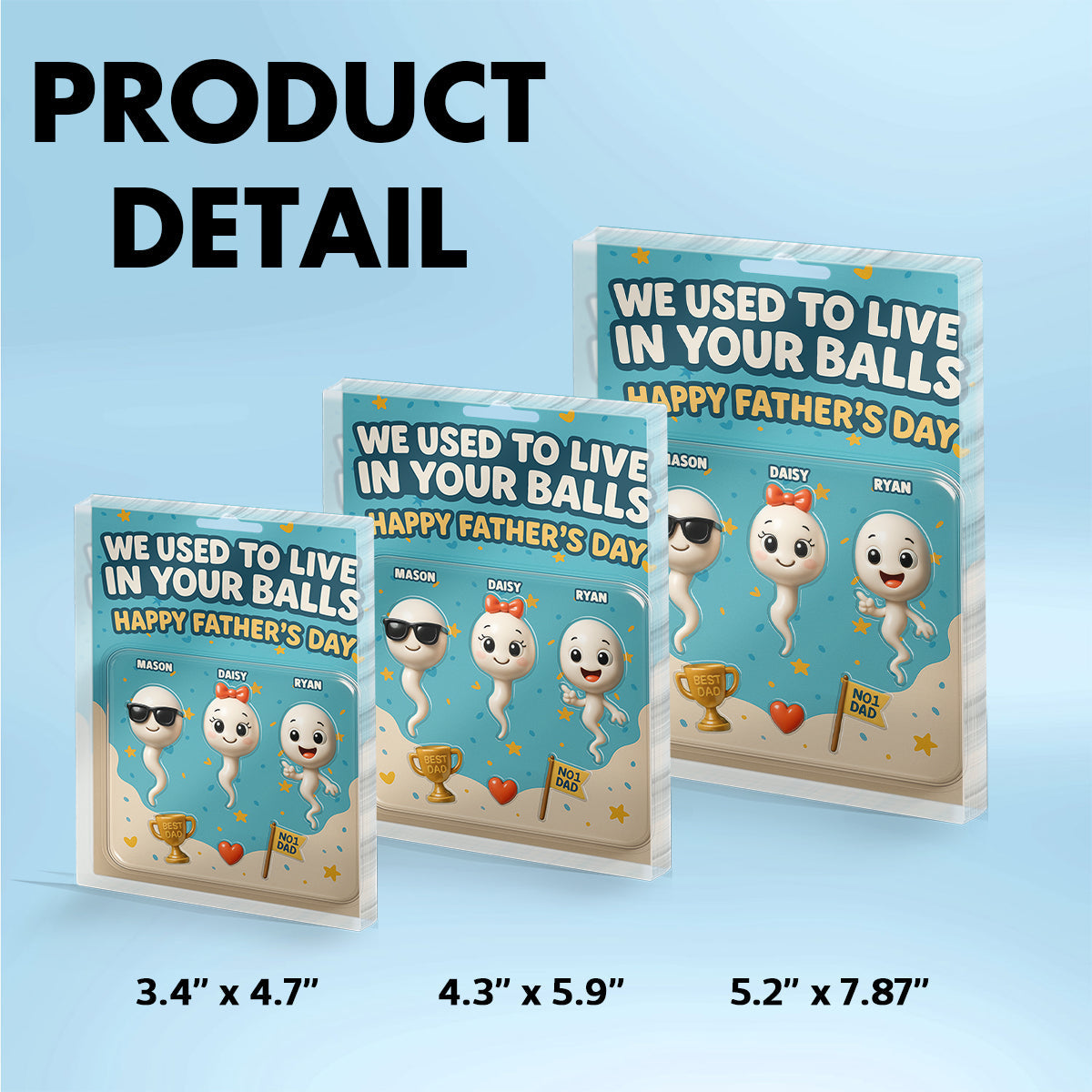 We Used To Live In Your Balls Dad Customer Figure Personalized Acrylic Block Plaque,  Gift for Dad, Gift for Husband