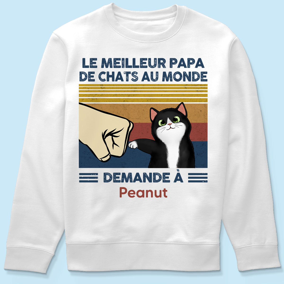 Cadeau parfait pour les papas de chats – T-shirt personnalis avec check de poing avec votre chat