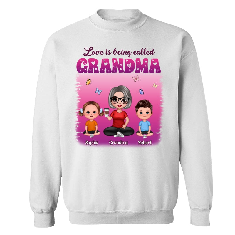 Colorful Love Is Being Call Grandma Sitting Kids Personalized Shirt