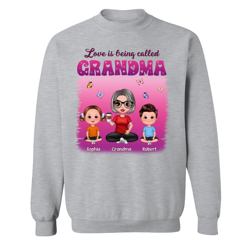 Colorful Love Is Being Call Grandma Sitting Kids Personalized Shirt