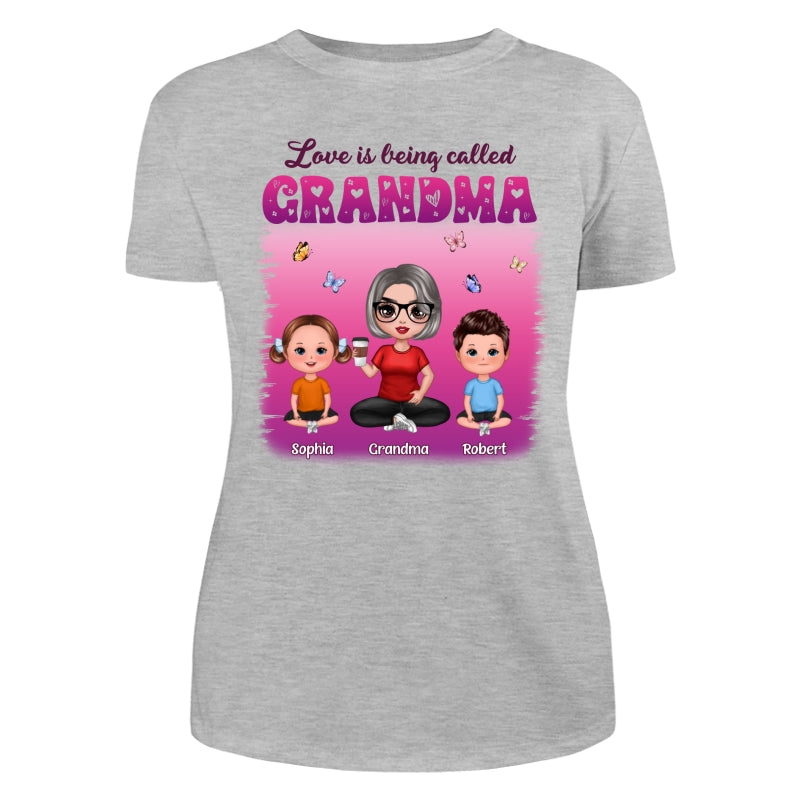 Colorful Love Is Being Call Grandma Sitting Kids Personalized Shirt