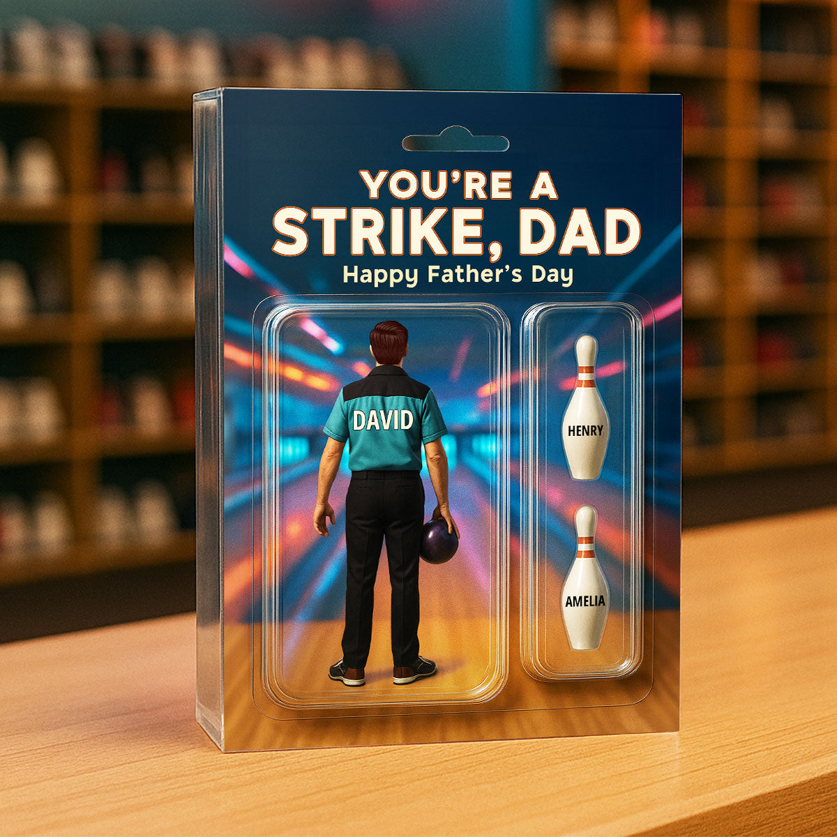 You're A Strike Dad With Kids' Names Custom Figure Personalized Acrylic Block Plaque, Unique  Gift For Him, For Dad, For Bowling Lover