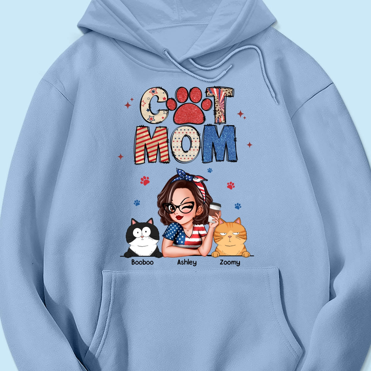 Cat Mom Sparkly Pattern Personalized Shirt, Gift For Cat Mom