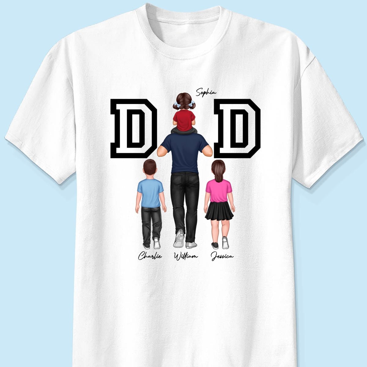 DAD Piggy Back Happy Father‘s Day Personalized Shirt
