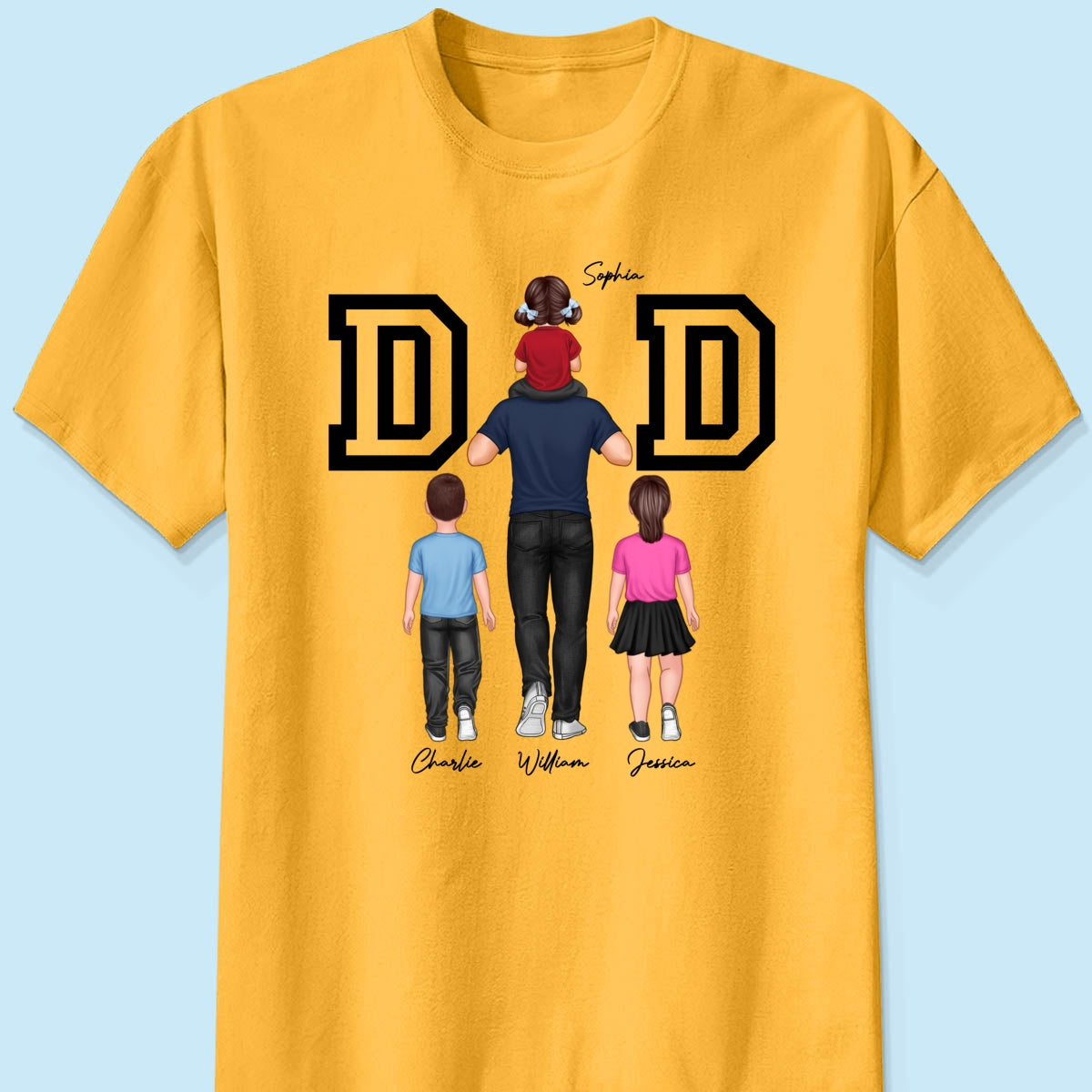 DAD Piggy Back Happy Father‘s Day Personalized Shirt