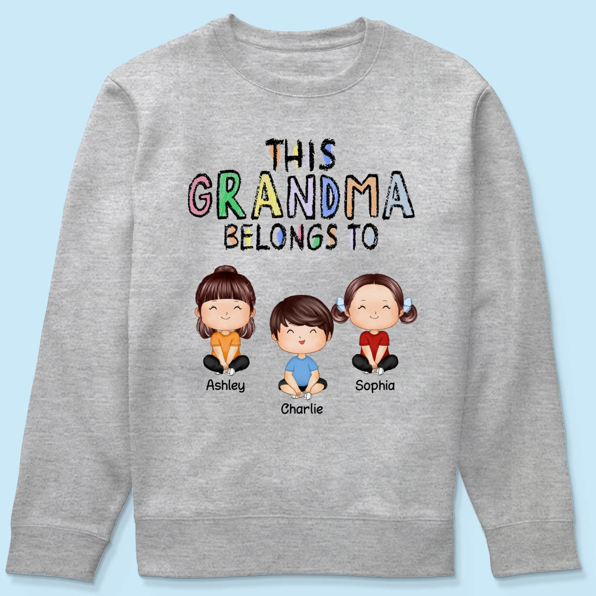 This Grandma Belongs To Grandkids Crayon Personalized Shirt