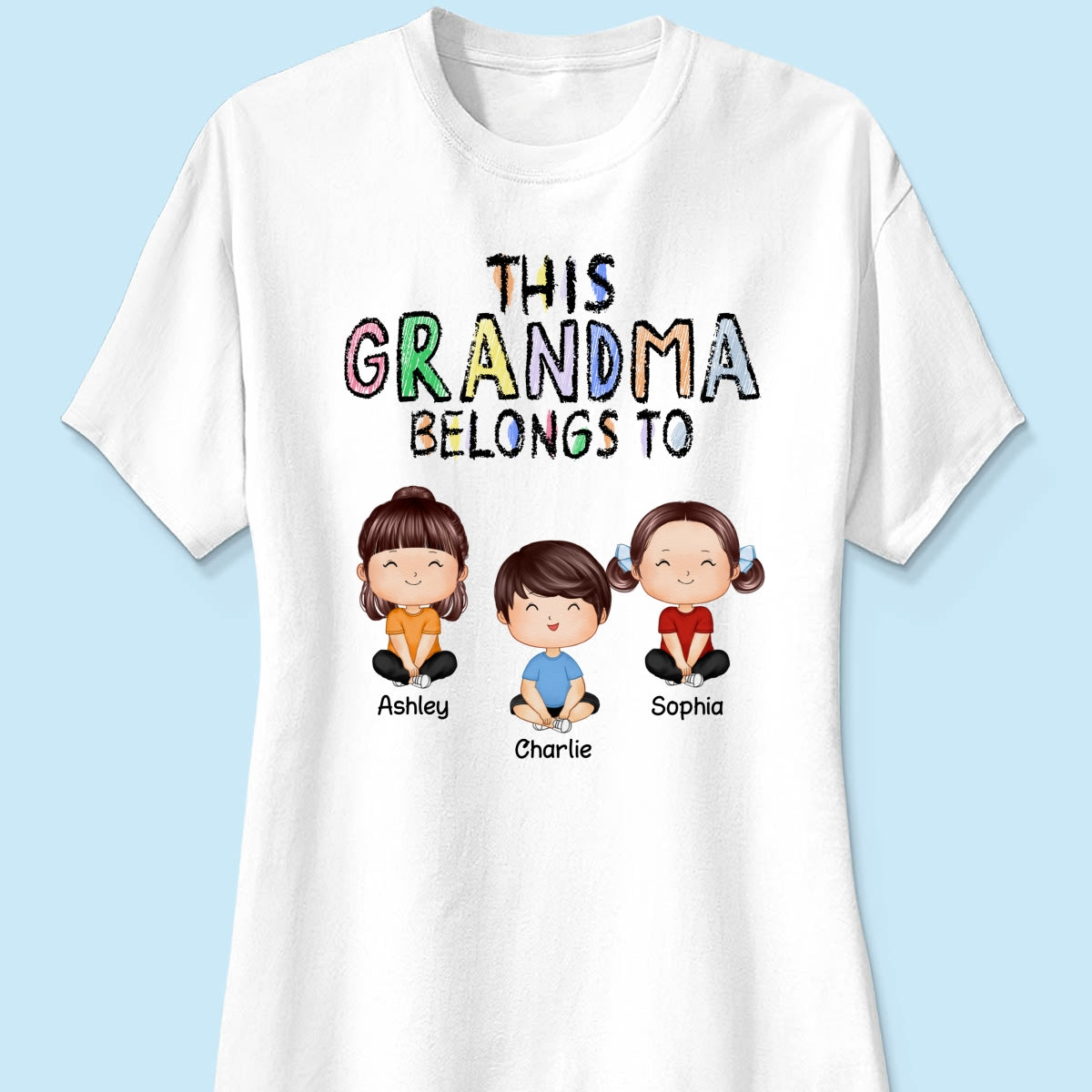 This Grandma Belongs To Grandkids Crayon Personalized Shirt