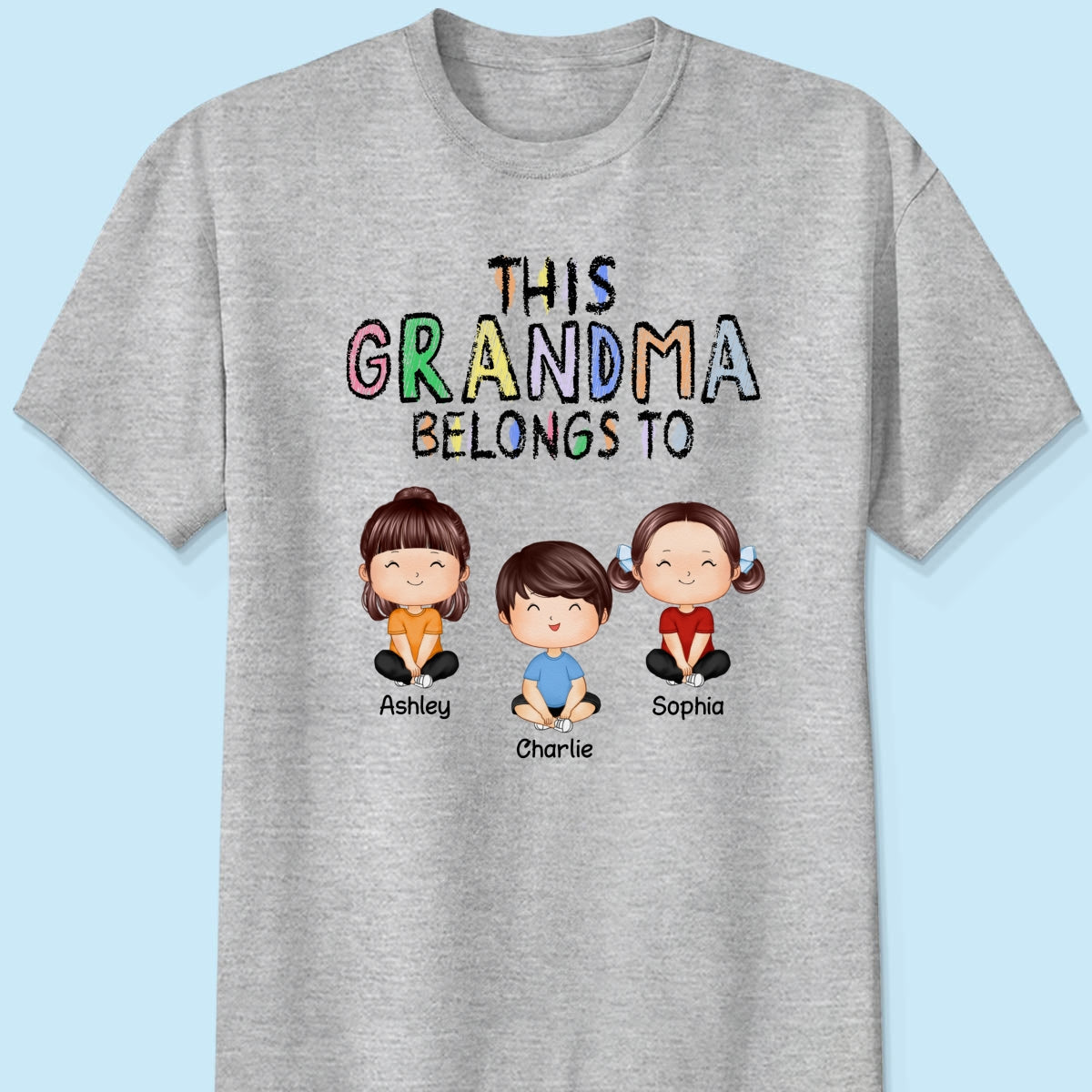 This Grandma Belongs To Grandkids Crayon Personalized Shirt