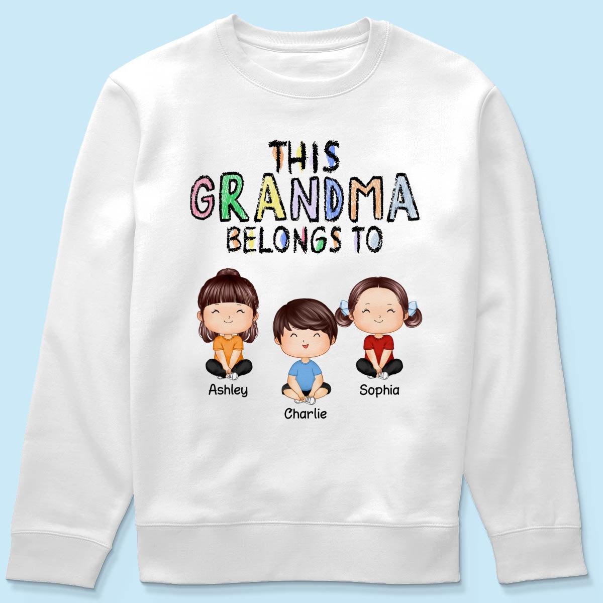 This Grandma Belongs To Grandkids Crayon Personalized Shirt