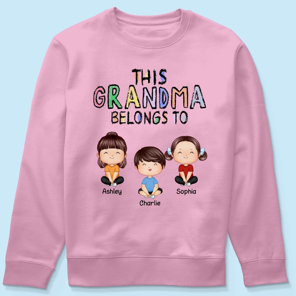 This Grandma Belongs To Grandkids Crayon Personalized Shirt