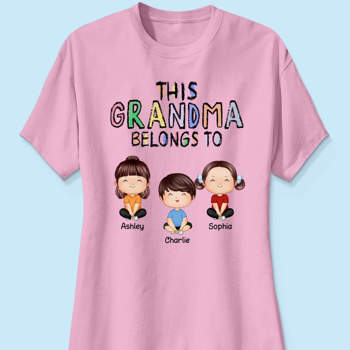 This Grandma Belongs To Grandkids Crayon Personalized Shirt