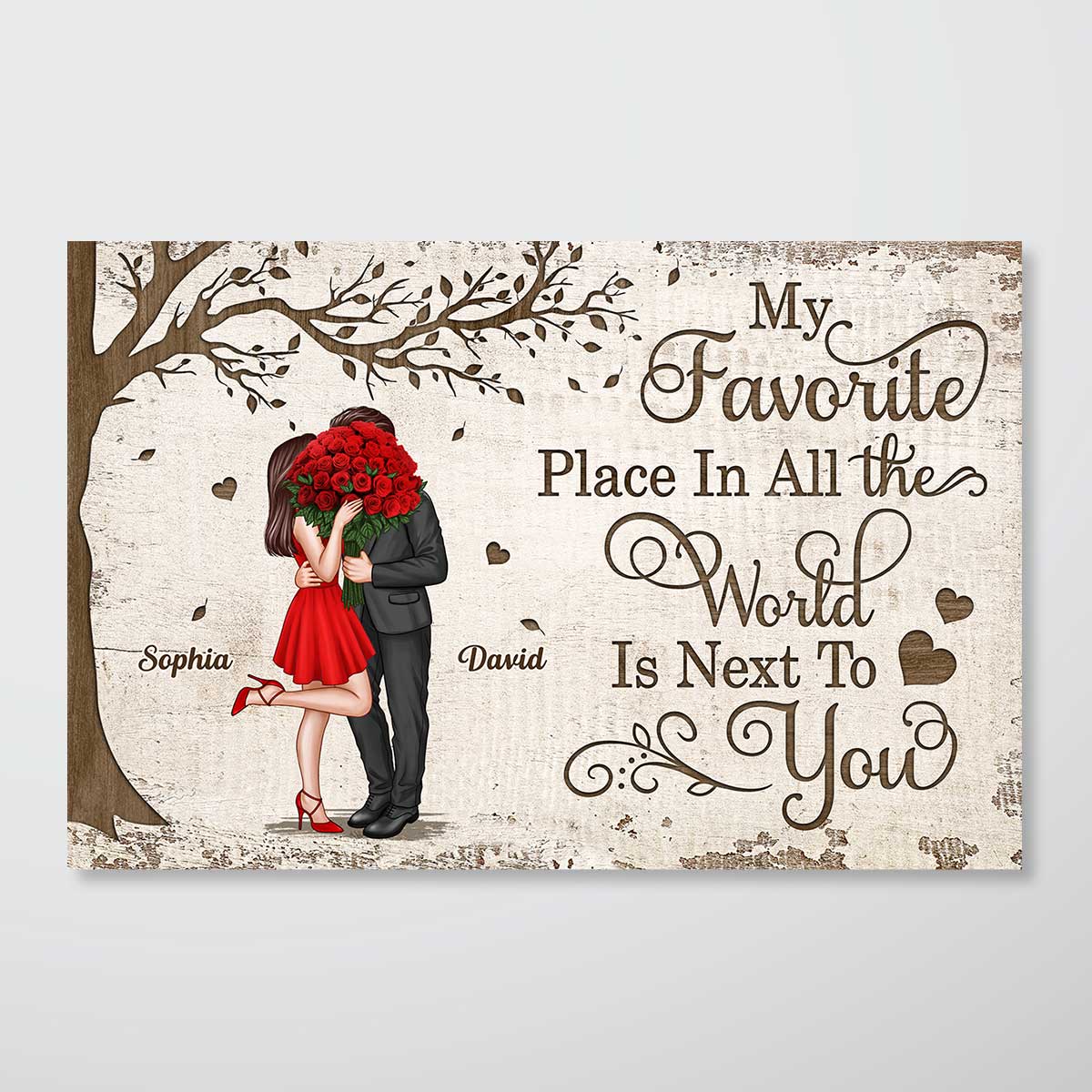 Favorite Place In The World Elegant Couple Personalized Poster, Valentine‘s Day Gift For Him, For Her