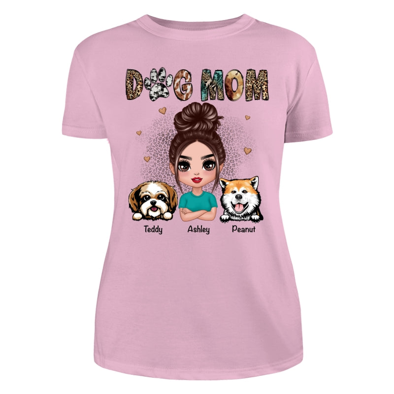 Animal Patterns Dog Mom Peeking Dogs Personalized Shirt