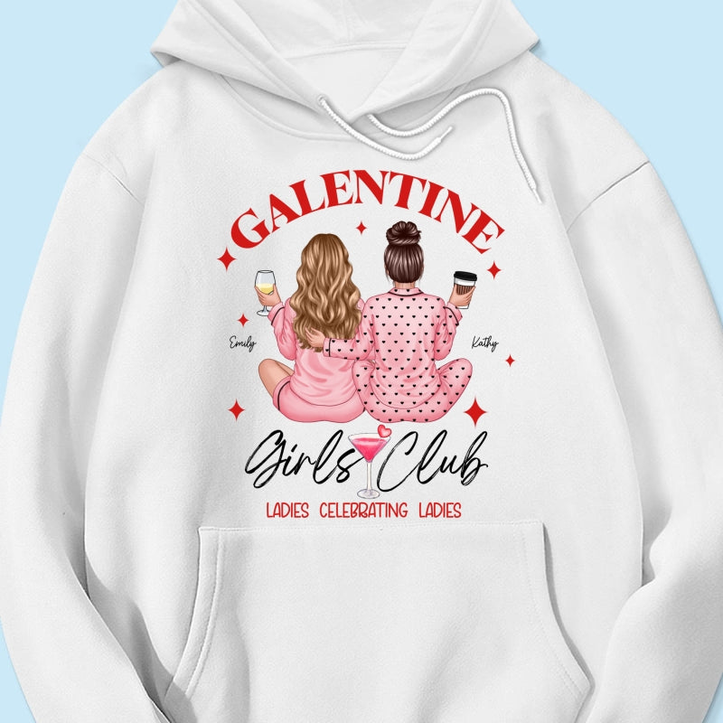 Galentine Girls Club Pajamas Girls Back View Personalized Shirt,  Shirt, Social Club, Besties Gift