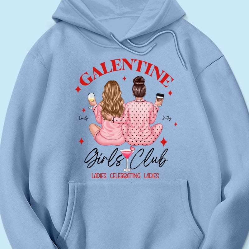 Galentine Girls Club Pajamas Girls Back View Personalized Shirt,  Shirt, Social Club, Besties Gift