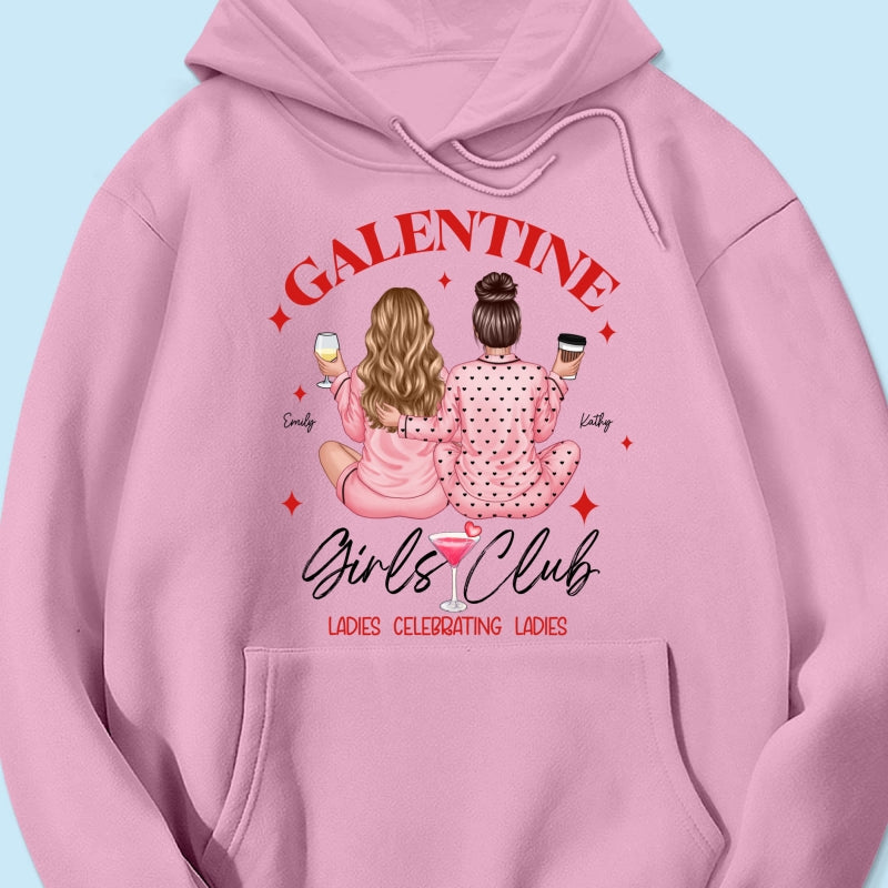Galentine Girls Club Pajamas Girls Back View Personalized Shirt,  Shirt, Social Club, Besties Gift