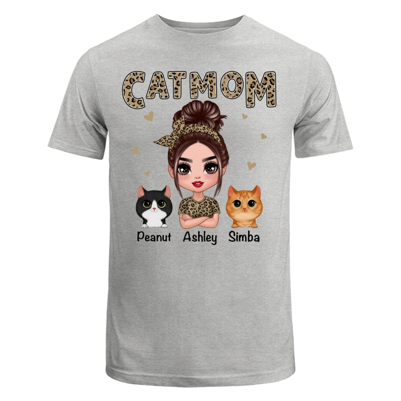 Leopard Shirt Doll Cat Mom With Peeking Watercolor Cute Cats Personalized Shirt