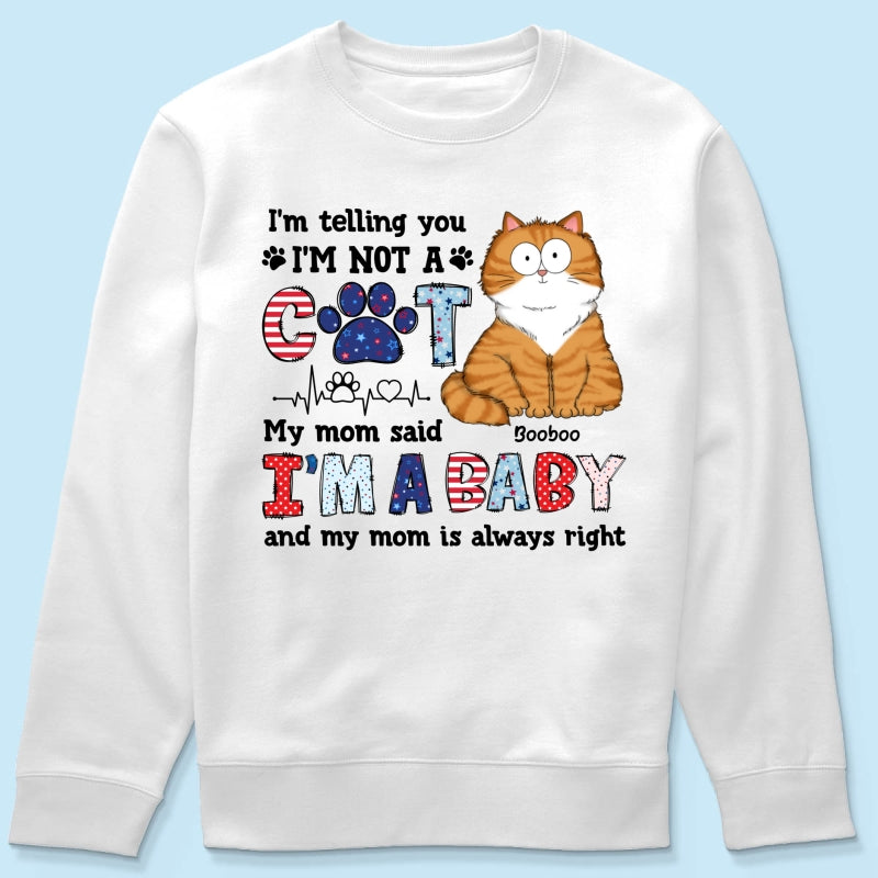 I'm Not A Cat I'm A Baby Personalized Cat Mom Shirt, 4th Of July Pattern