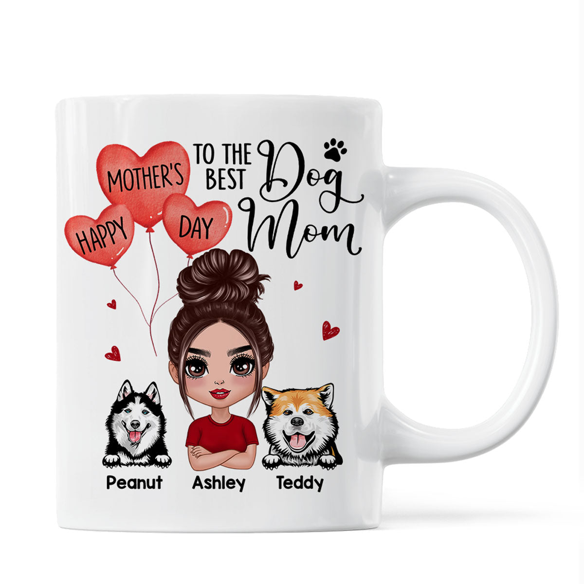 Happy Mother‘s Day To The Best Dog Mom Doll Woman & Peeking Dog Personalized Mug