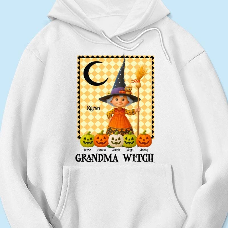 Grandma Witch Pumpkin Personalized Sweatshirt, Halloween Cozy Fall Sweatshirt for Grandma