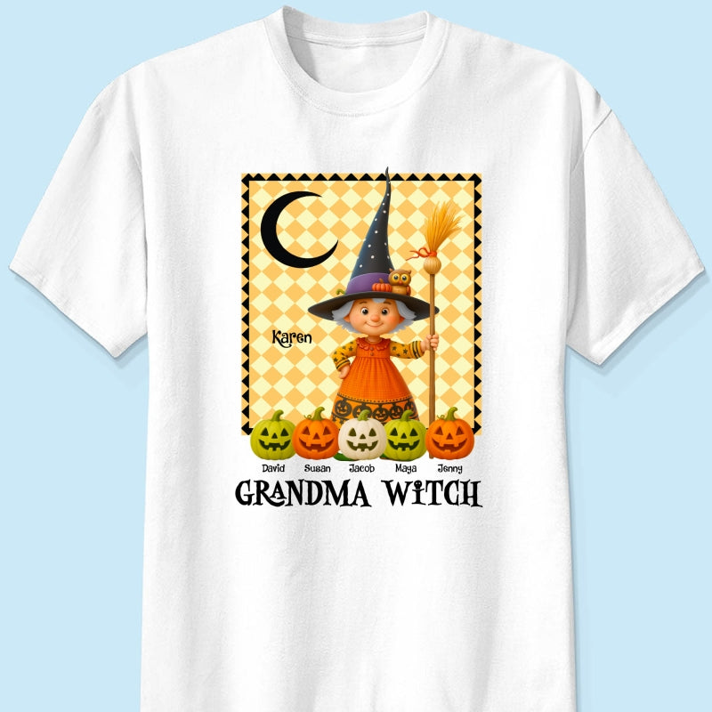 Grandma Witch Pumpkin Personalized Sweatshirt, Halloween Cozy Fall Sweatshirt for Grandma
