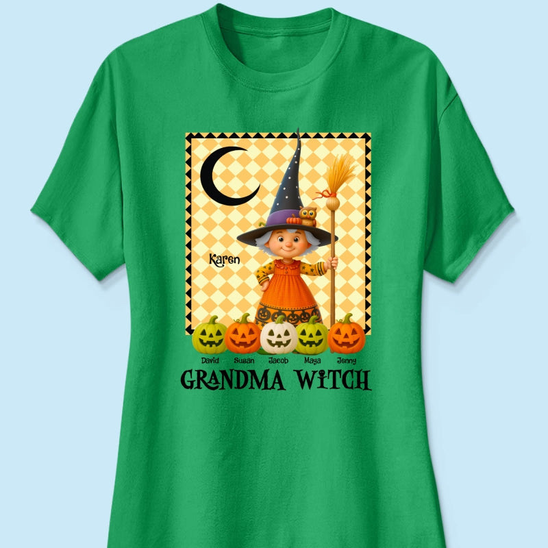 Grandma Witch Pumpkin Personalized Sweatshirt, Halloween Cozy Fall Sweatshirt for Grandma