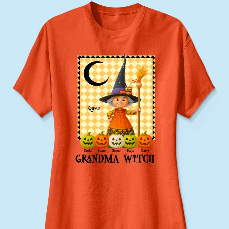 Grandma Witch Pumpkin Personalized Sweatshirt, Halloween Cozy Fall Sweatshirt for Grandma