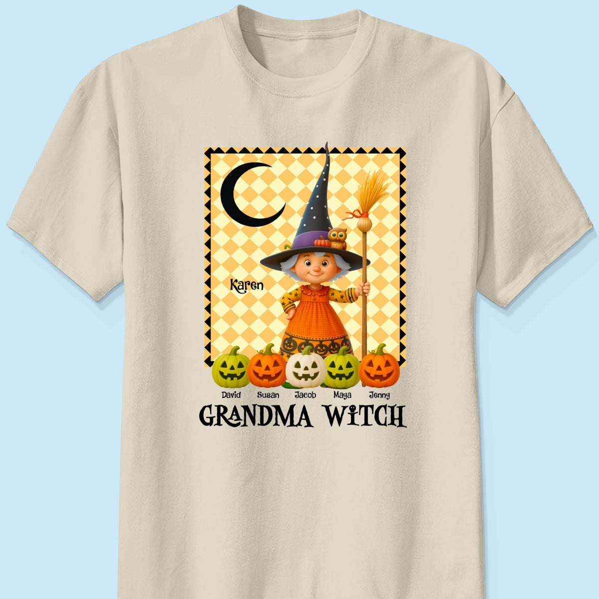 Grandma Witch Pumpkin Personalized Sweatshirt, Halloween Cozy Fall Sweatshirt for Grandma