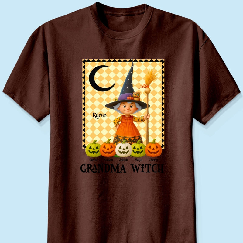 Grandma Witch Pumpkin Personalized Sweatshirt, Halloween Cozy Fall Sweatshirt for Grandma
