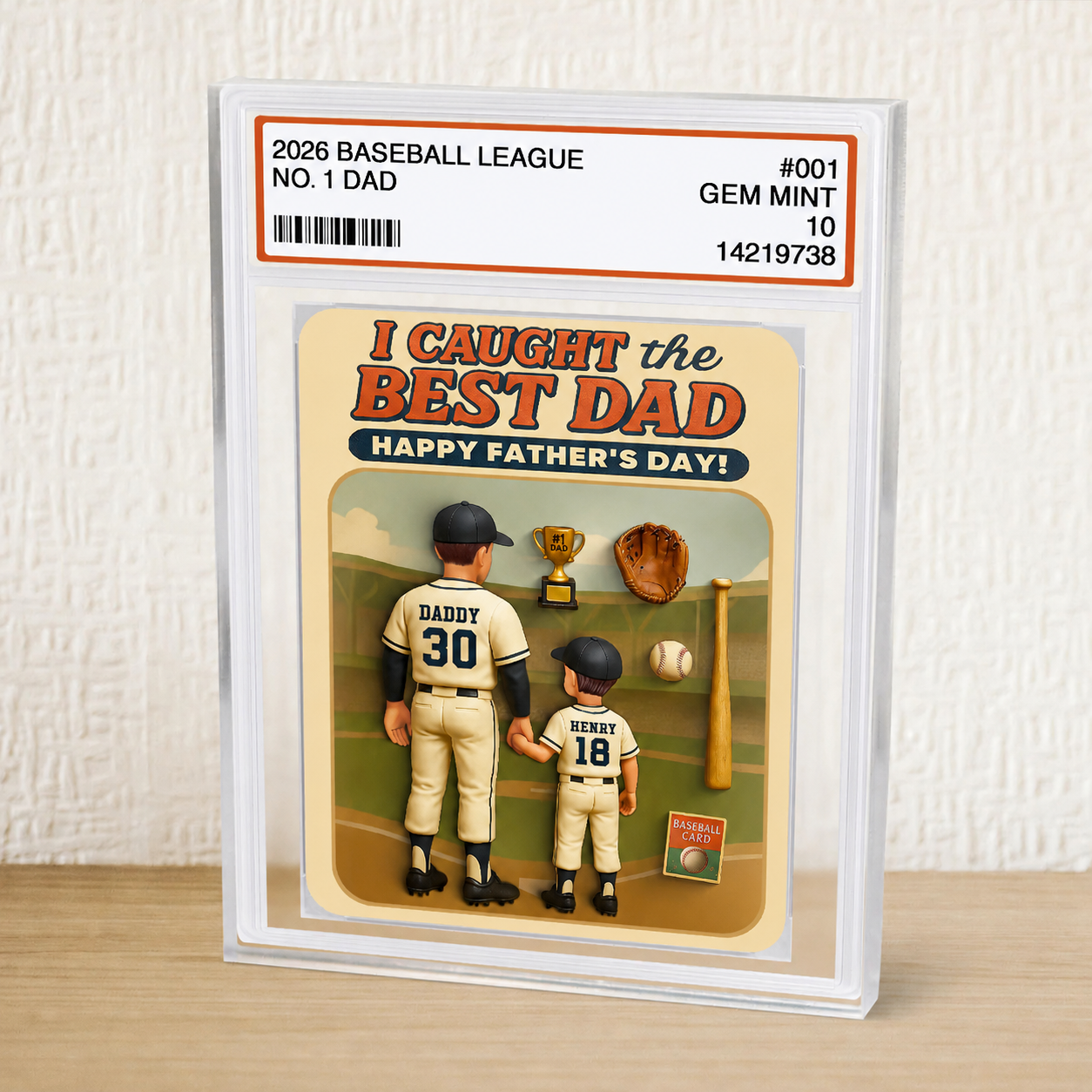 I Caught the Best Dad Baseball Trading Card Personalized Acrylic Block Plaque,  Gift for Dad, Gift for Husband
