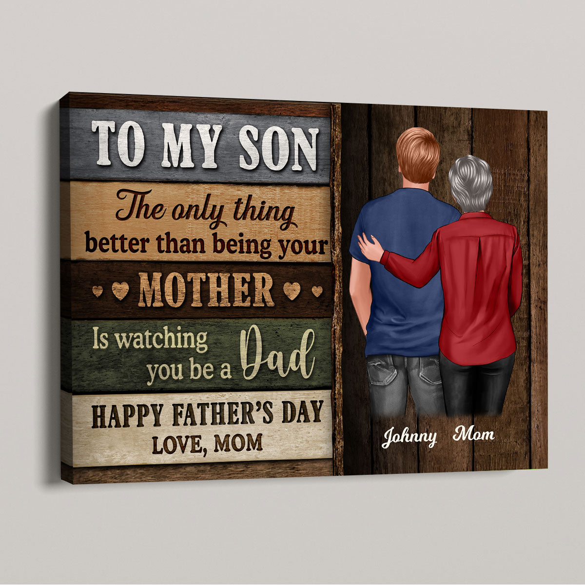 Colored Wood Pallets To My Son From Mom Personalized Wrapped Canvas| Heartfelt Father's Day Gift For Son