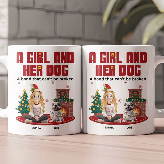 A Girl And Her Dog - Xmas Version - Personalized Mug
