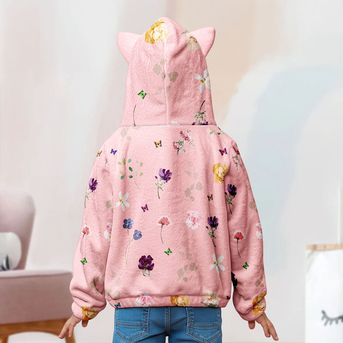 A Little Girl Who Loves Books - Personalized Kid Fleece Hooded Sweatshirt With Ears