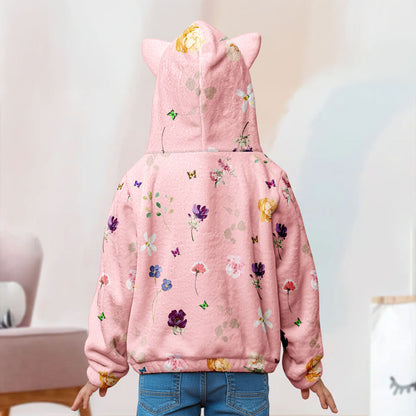 A Little Girl Who Loves Books - Personalized Kid Fleece Hooded Sweatshirt With Ears