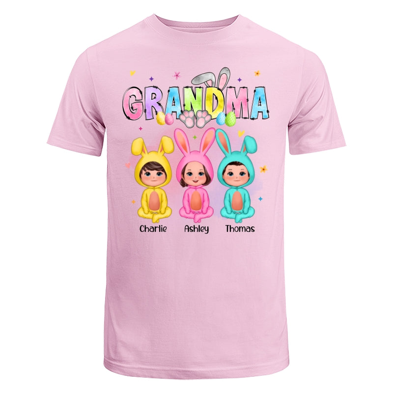 Grandma Bunny With Doll Grandkids Easter Personalized Shirt