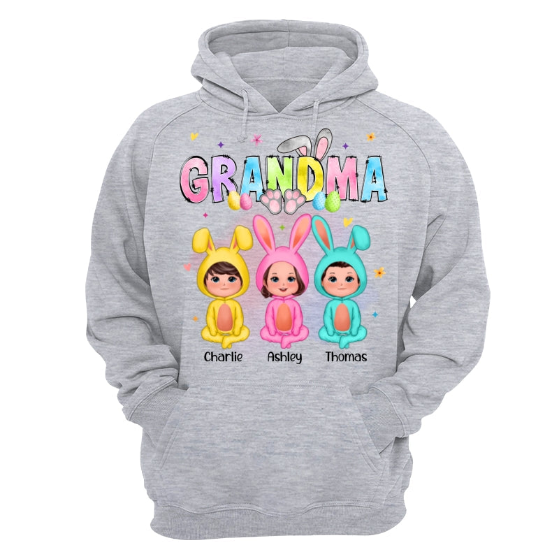 Grandma Bunny With Doll Grandkids Easter Personalized Shirt