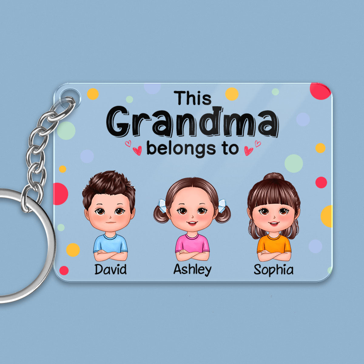 This Mom Grandma Belongs To Cute Doll Kids Personalized Acrylic Keychain, Gift For Birthday, Anniversary