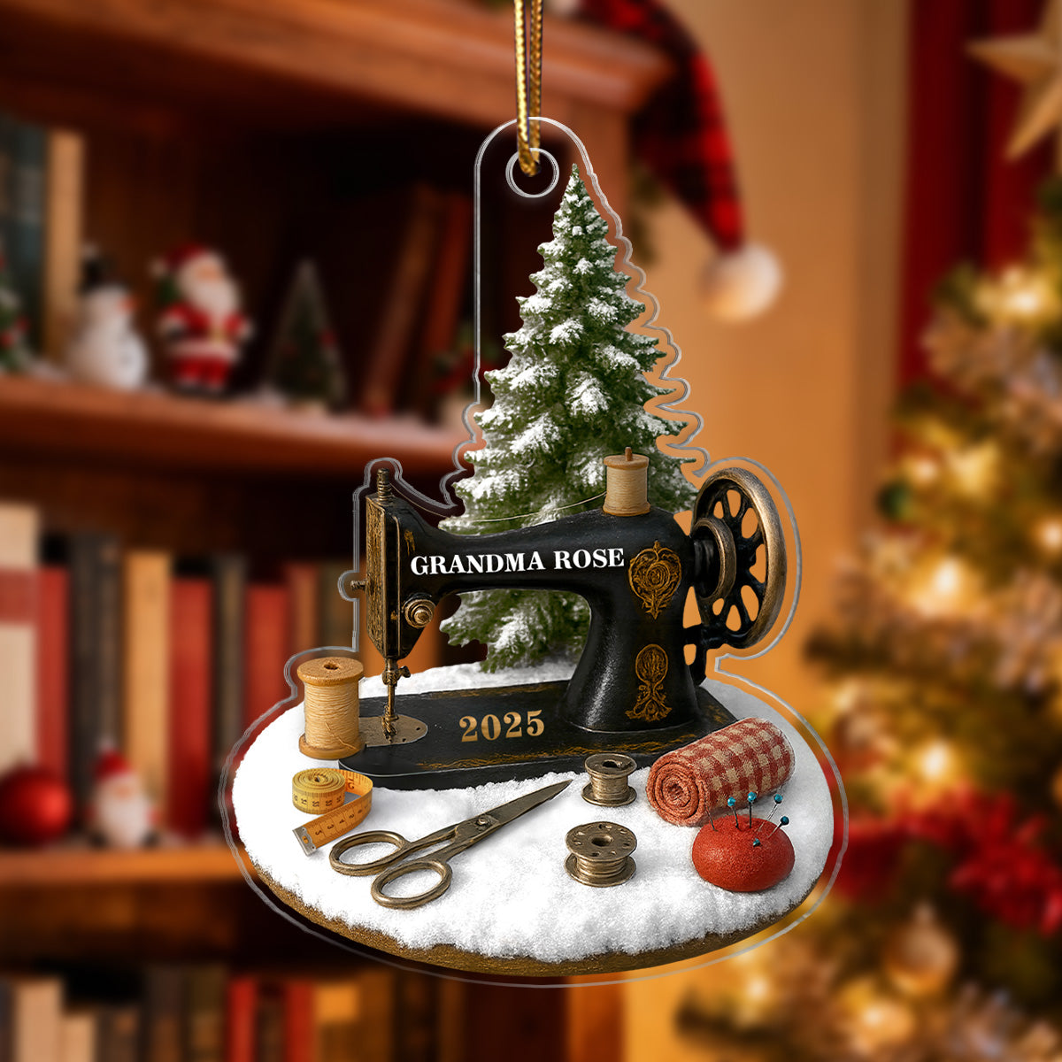 3D Effect Sewing Things - Personalized Acrylic Ornament - Gift For Grandma, Mom