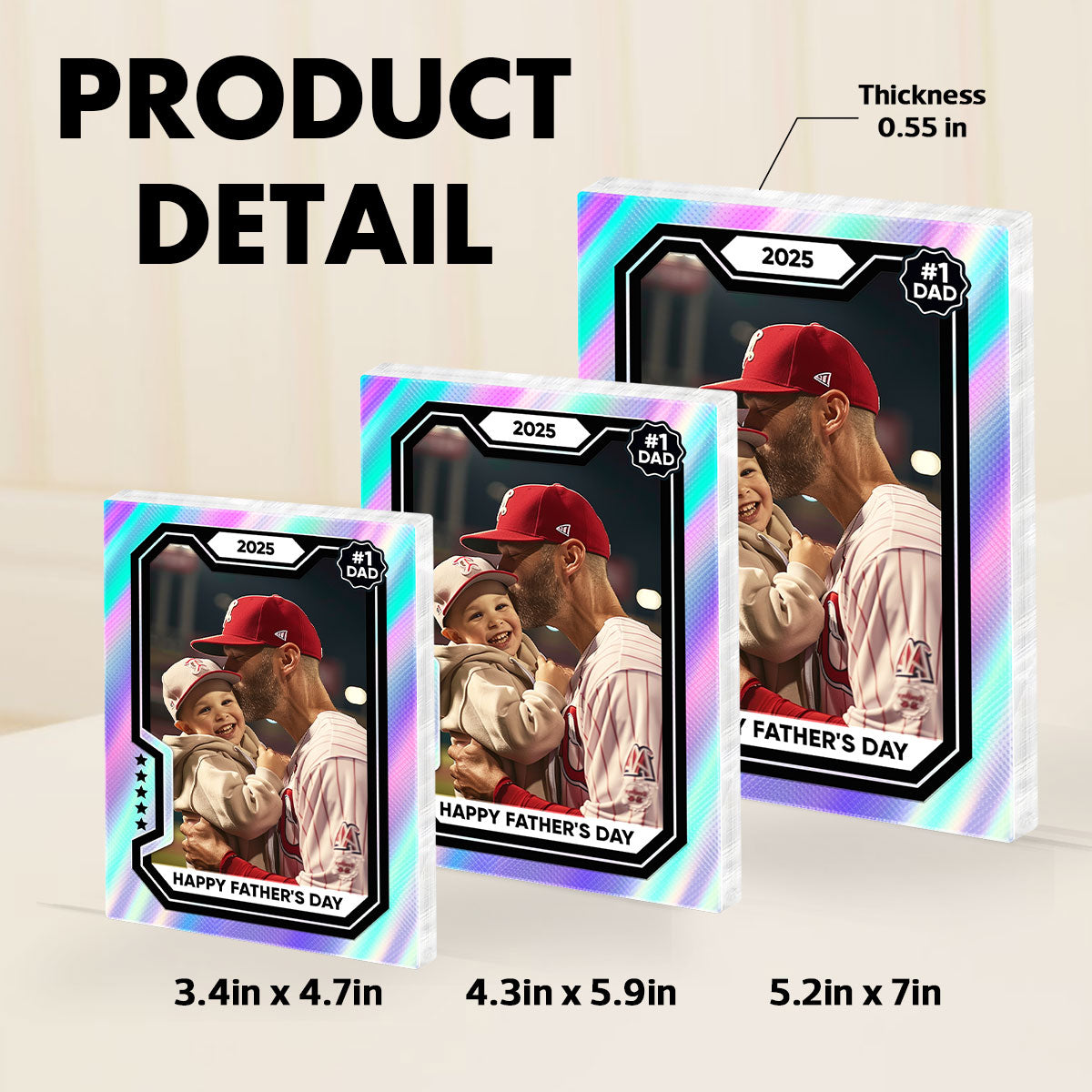 Premium Baseball Card Personalized Acrylic Block Plaque,  Gift for Dads, Gift for Husband